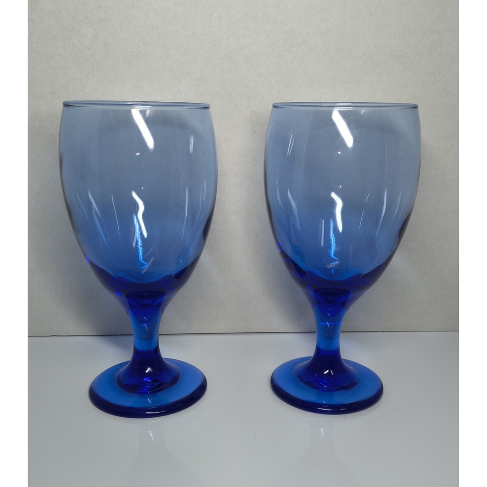 Libbey Glass Mediterranean Blue Teardrop Premiere Iced Tea Glasses Water Goblet